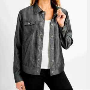 TAHARI Gray Button Down Shirt Jacket Size L